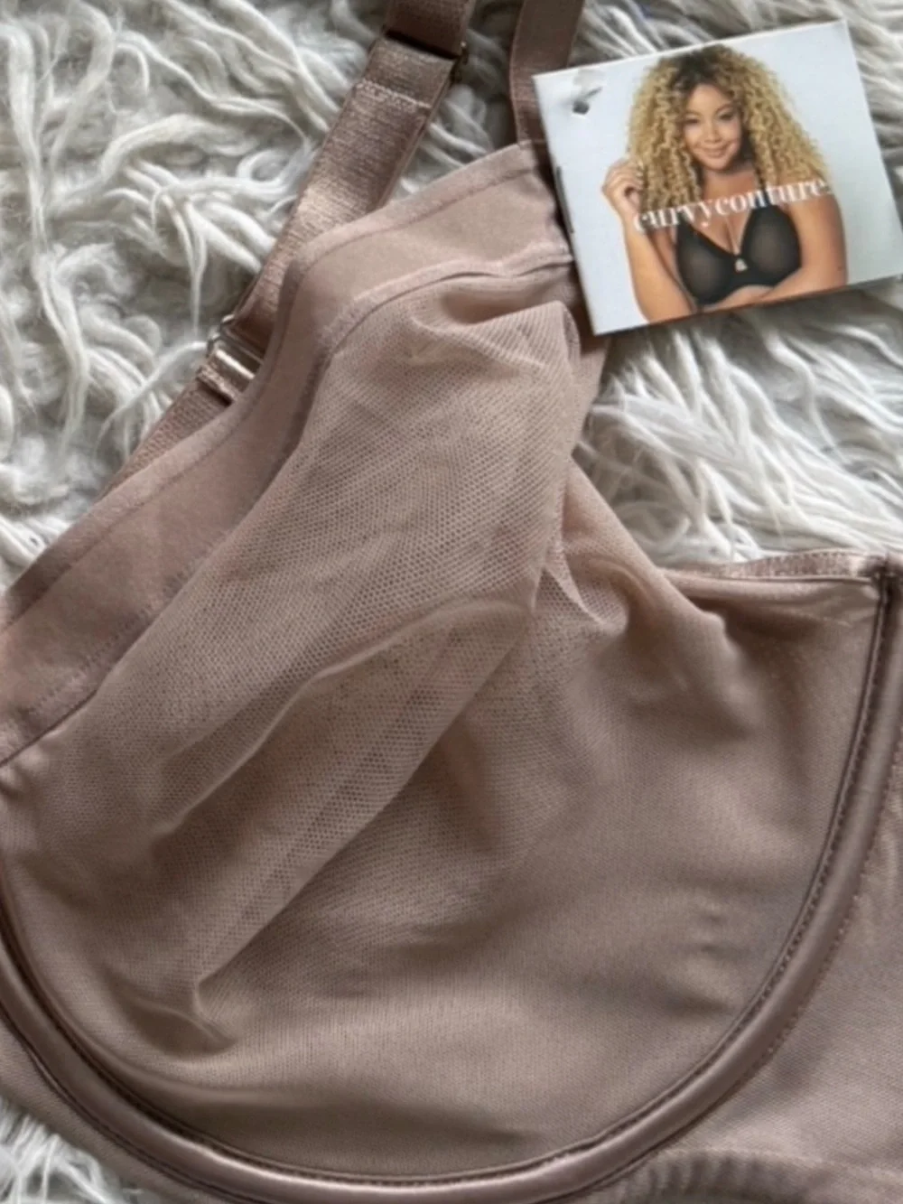 NWT Curvy Couture Sheer Mesh Full Coverage Unlined Underwire Bra